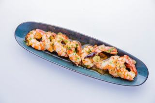 Gambas pochées aux saveurs d'ailleurs et riz thaï parfumé